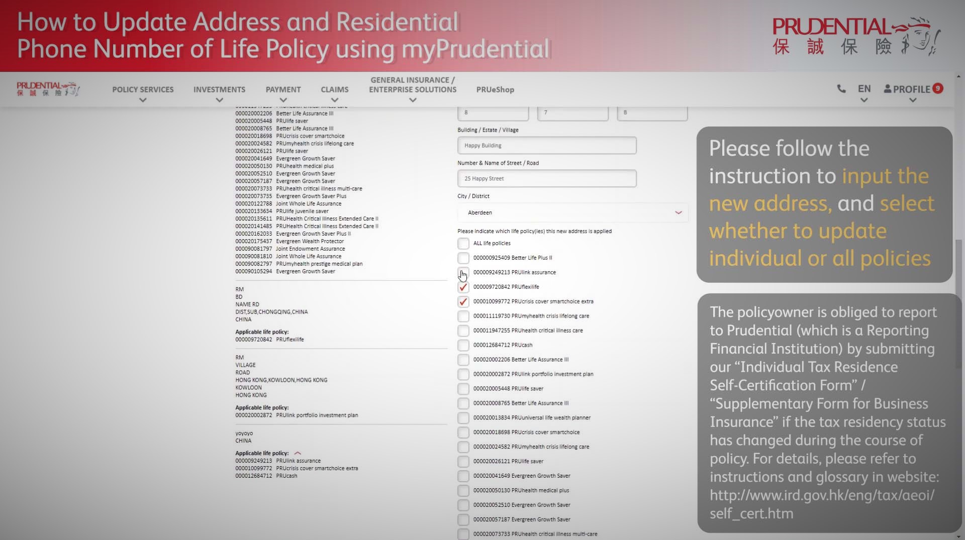 How to Update Contact Information for a life policy